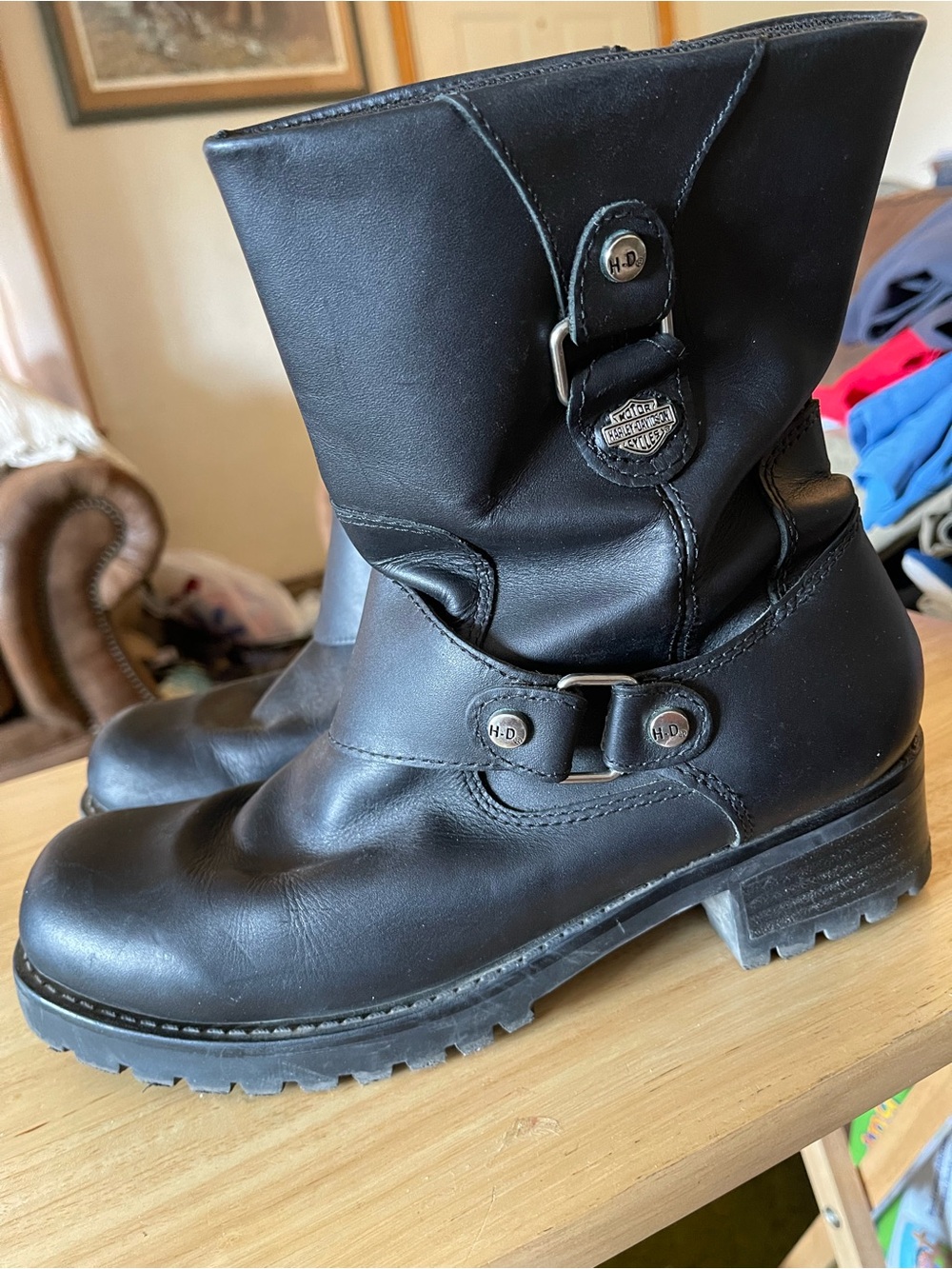 Harley Davidson Alivia Black Moto Boots - Size 10 M Motorcycle